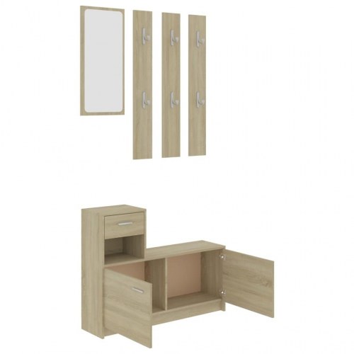 Entrémøbel 100x25x76,5 cm konstrueret træ sonoma-eg