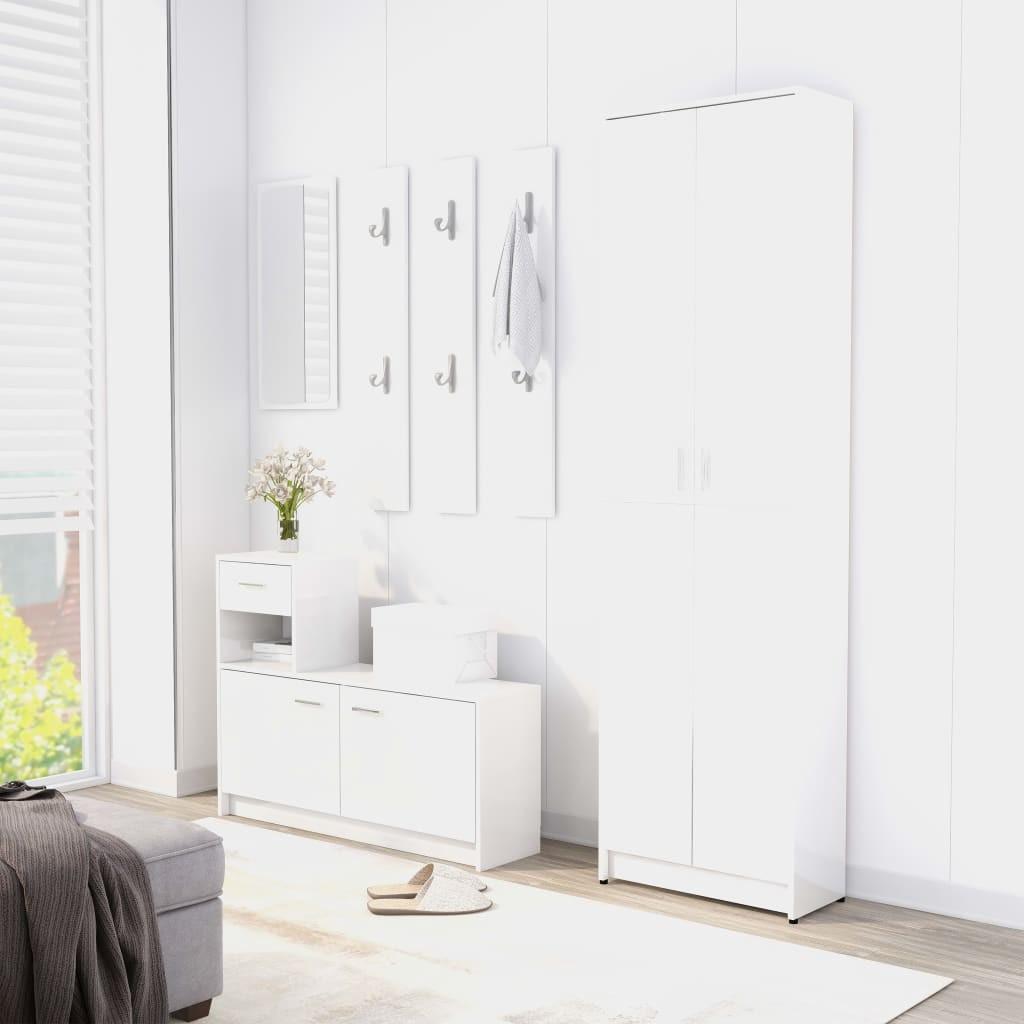 Entrémøbel 100x25x76,5 cm konstrueret træ hvid højglans