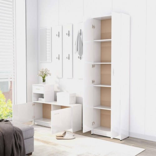 Entrémøbel 100x25x76,5 cm konstrueret træ hvid højglans