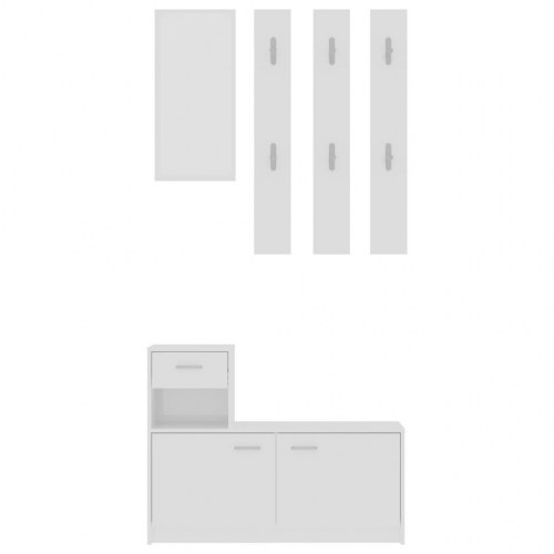 Entrémøbel 100x25x76,5 cm konstrueret træ hvid højglans