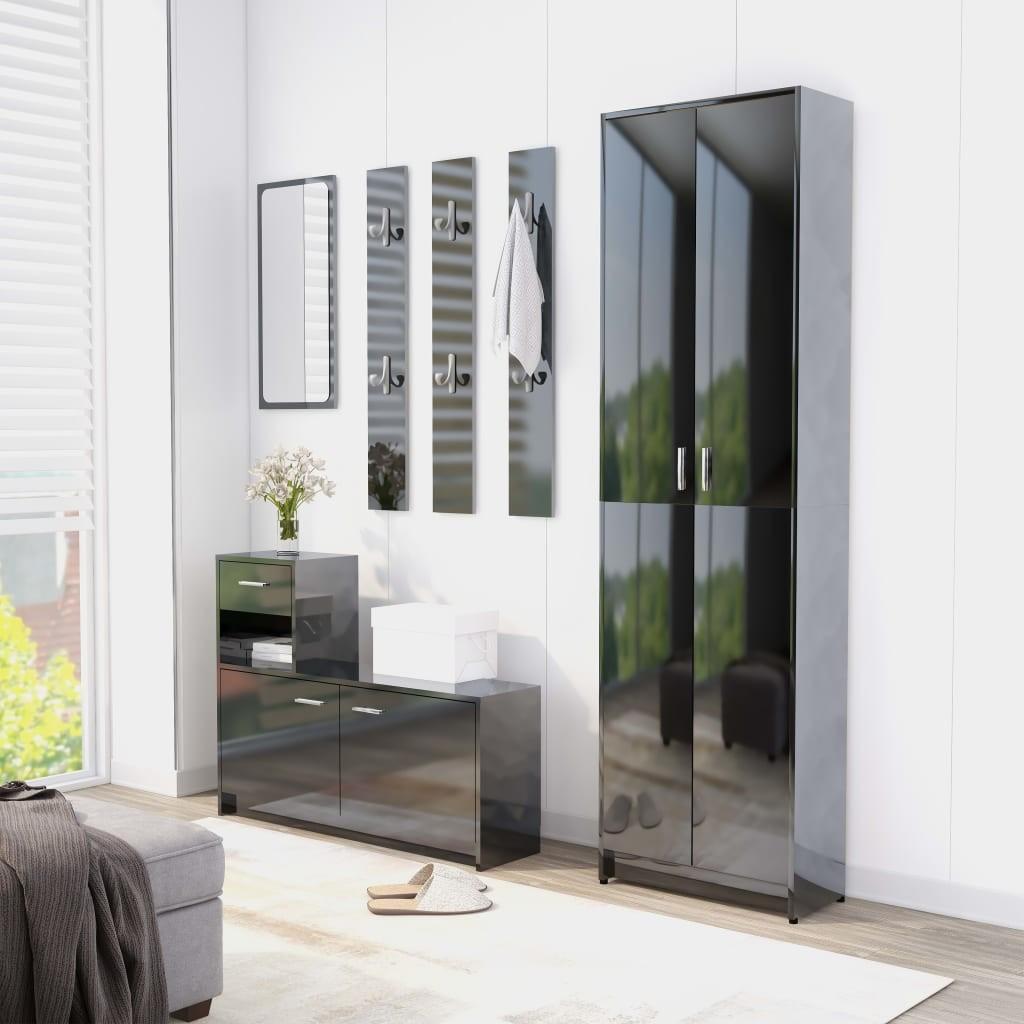 Entrémøbel 100x25x76,5 cm spånplade sort højglans