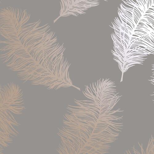 DUTCH WALLCOVERINGS tapet Fawning Feather grå og rosaguld