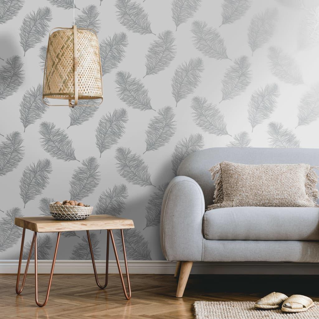 DUTCH WALLCOVERINGS tapet Fawning Feather lysegrå