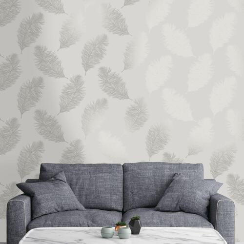 DUTCH WALLCOVERINGS tapet Fawning Feather lysegrå
