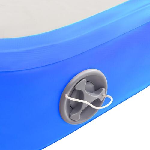 Oppustelig gymnastikmåtte m. pumpe 300x100x15 cm PVC blå