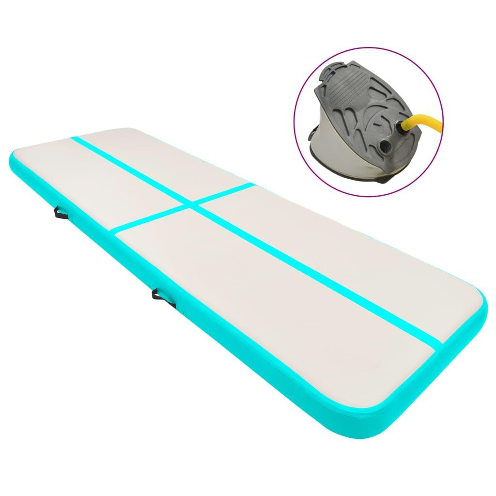 Oppustelig gymnastikmåtte m. pumpe 300x100x15 cm PVC grøn