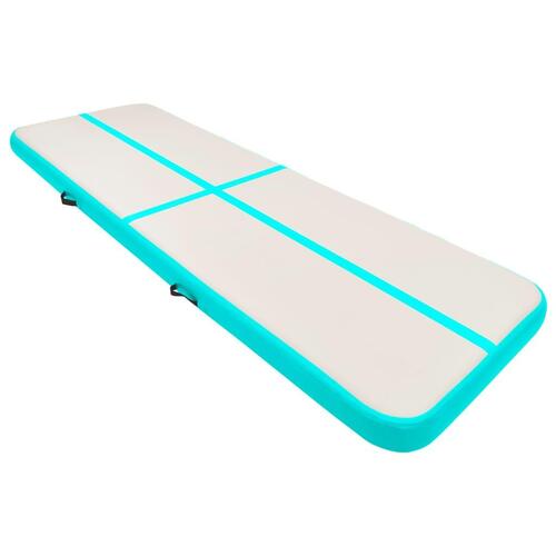 Oppustelig gymnastikmåtte m. pumpe 300x100x15 cm PVC grøn