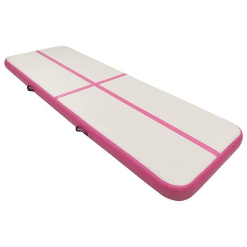 Oppustelig gymnastikmåtte med pumpe 400x100x20 cm PVC lyserød