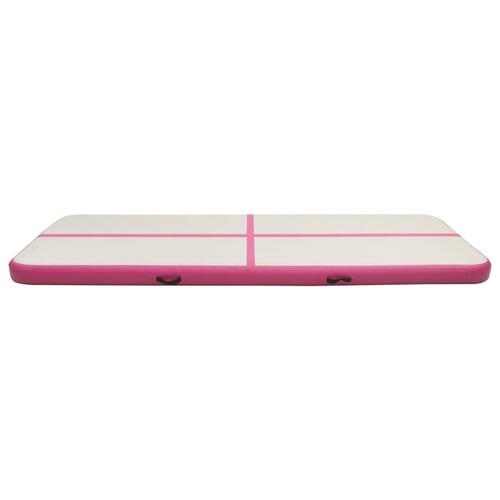 Oppustelig gymnastikmåtte med pumpe 400x100x20 cm PVC lyserød