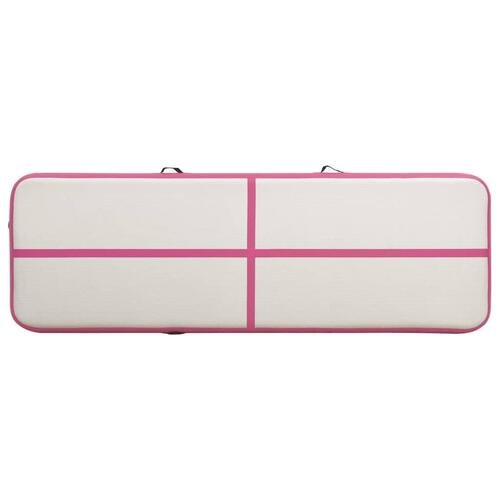 Oppustelig gymnastikmåtte med pumpe 400x100x20 cm PVC lyserød