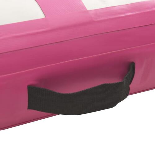 Oppustelig gymnastikmåtte med pumpe 400x100x20 cm PVC lyserød