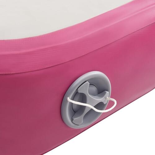 Oppustelig gymnastikmåtte med pumpe 400x100x20 cm PVC lyserød