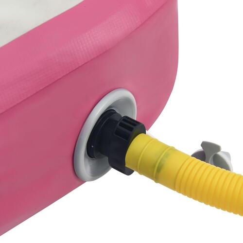 Oppustelig gymnastikmåtte med pumpe 400x100x20 cm PVC lyserød