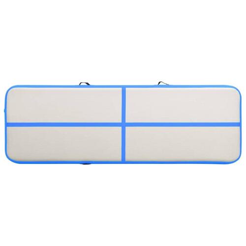 Oppustelig gymnastikmåtte med pumpe 400x100x20 cm PVC blå