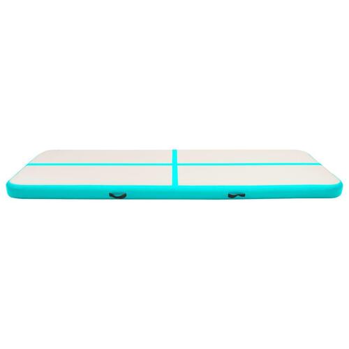 Oppustelig gymnastikmåtte med pumpe 400x100x20 cm PVC grøn