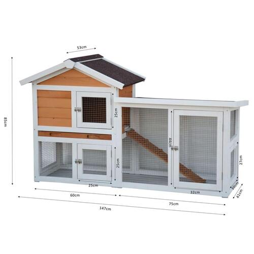 @Pet kaninbur Queensland 147x53x85 cm hvid og brun