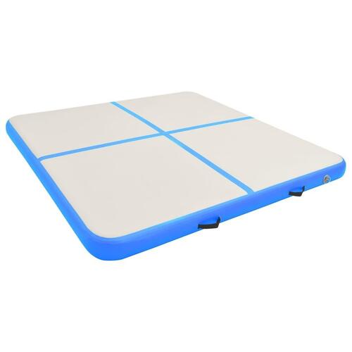 Oppustelig gymnastikmåtte med pumpe 200x200x10 cm PVC blå