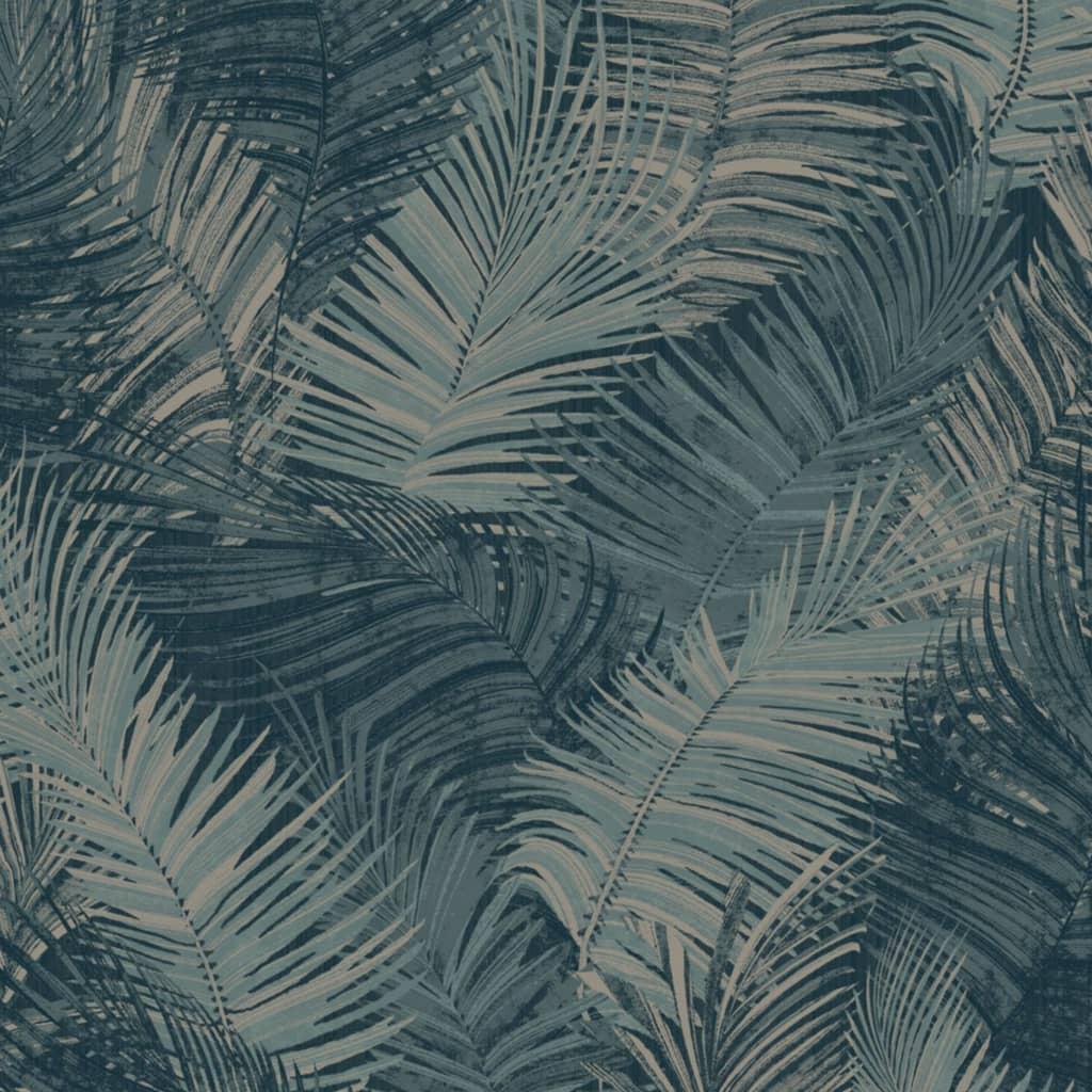 DUTCH WALLCOVERINGS tapet Palm petroleumsblå