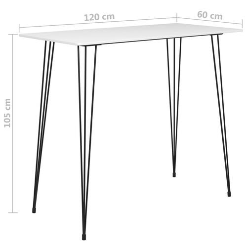 Barbord 120x60x105 cm hvid
