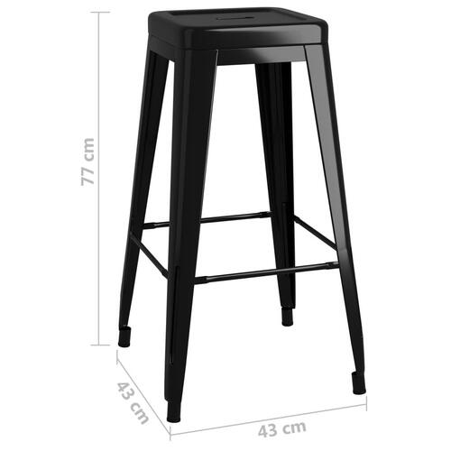 Barstole 2 stk. stabelbare metal sort
