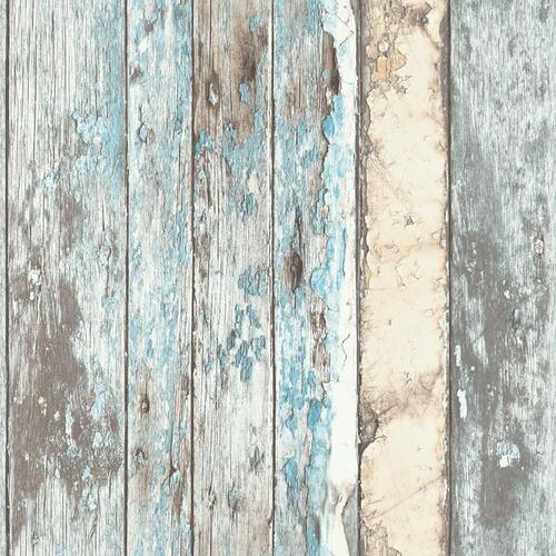 DUTCH WALLCOVERINGS tapet scrapwood blå PE10012