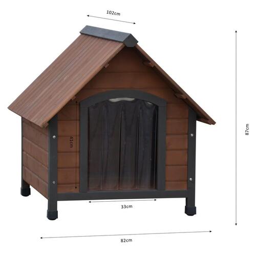 @Pet hundehus med plastikflapper Rustique 102x82x87 cm brun