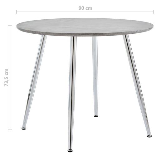 Spisebord 90x73,5 cm betongrå og sølvfarvet