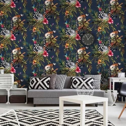 DUTCH WALLCOVERINGS tapet lemur petroleumsblå