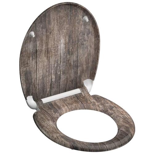SCHÜTTE toiletsæde OLD WOOD m. soft-close og tryk duroplast