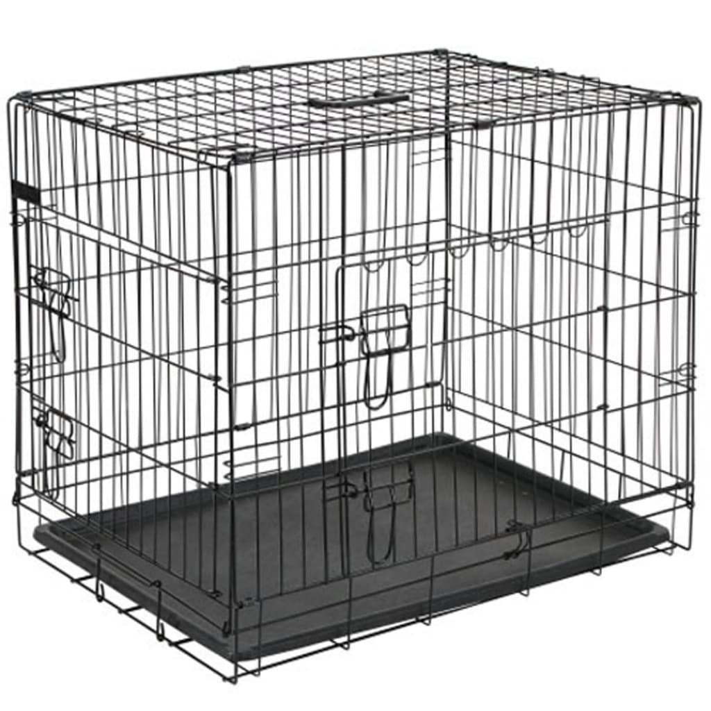 @Pet transportkasse til hund 63x44x50,5 cm metal sort 15001