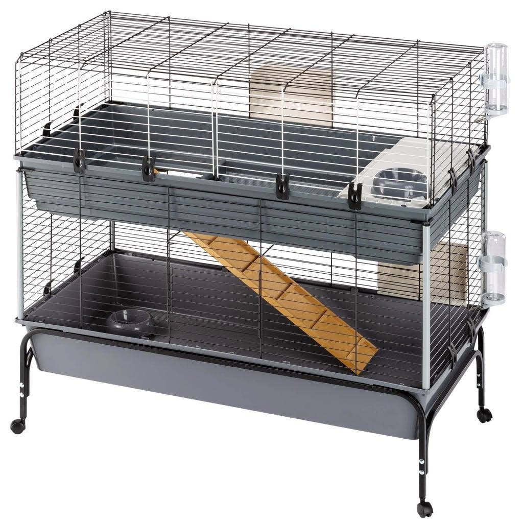 Ferplast kaninbur Rabbit 120 Double med stativ 118x58x117 cm grå