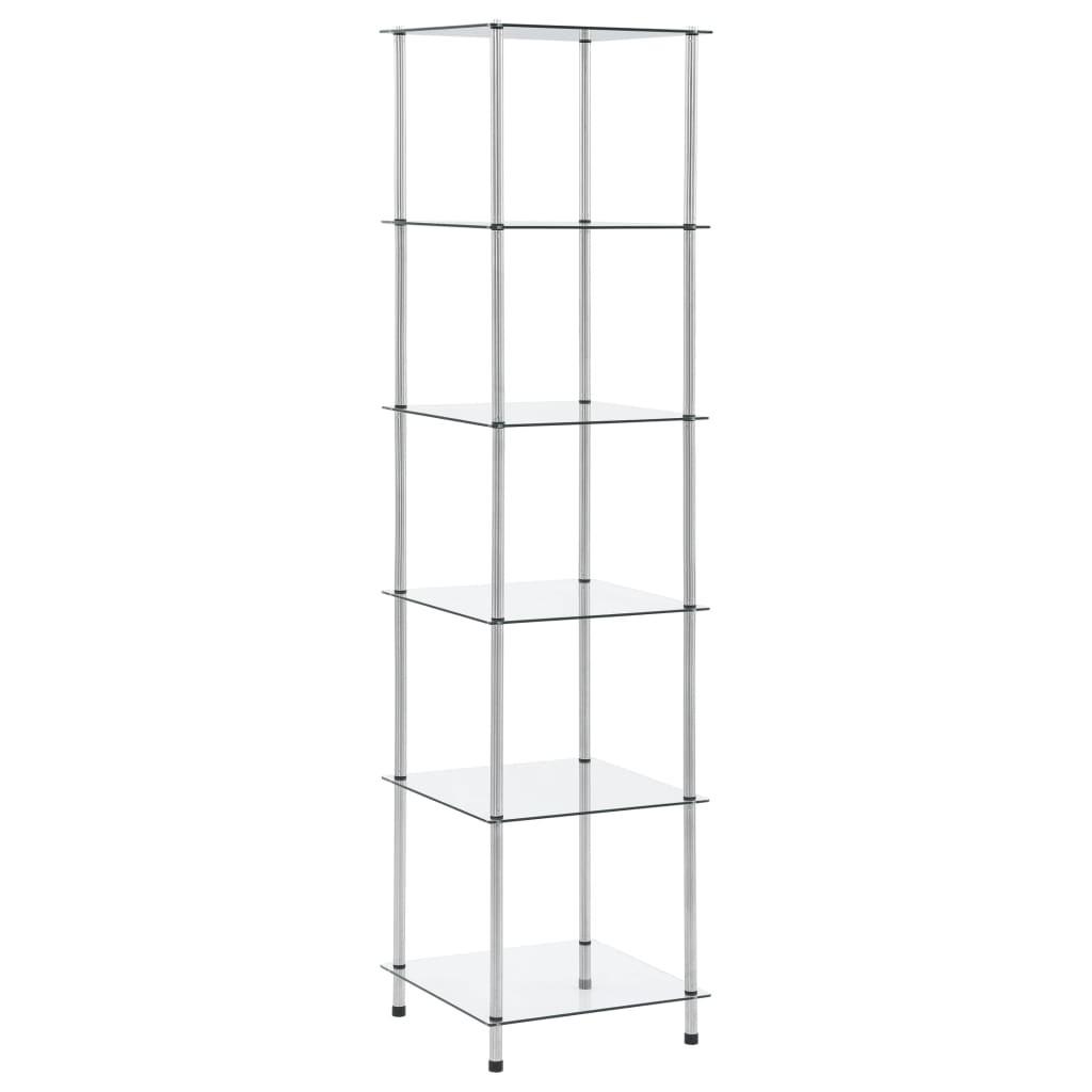 Reol 6 hylder 40x40x160 cm hærdet glas transparent