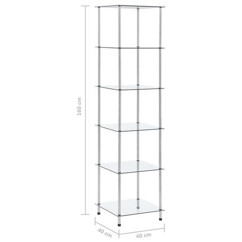 Reol 6 hylder 40x40x160 cm hærdet glas transparent