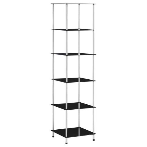 Reol 6 hylder 40x40x160 hærdet glas sort