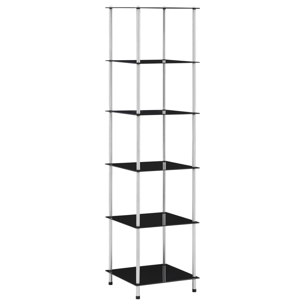 Reol 6 hylder 40x40x160 hærdet glas sort