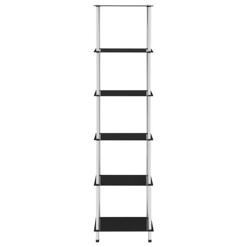 Reol 6 hylder 40x40x160 hærdet glas sort