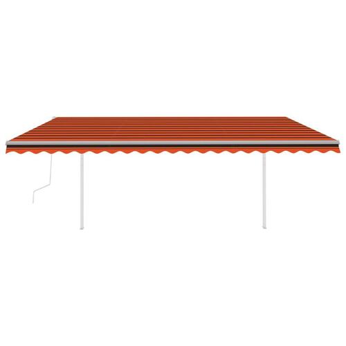 Foldemarkise med stolper 5x3,5 m automatisk orange og brun