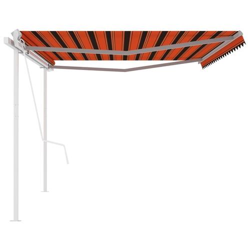 Foldemarkise med stolper 5x3,5 m automatisk orange og brun