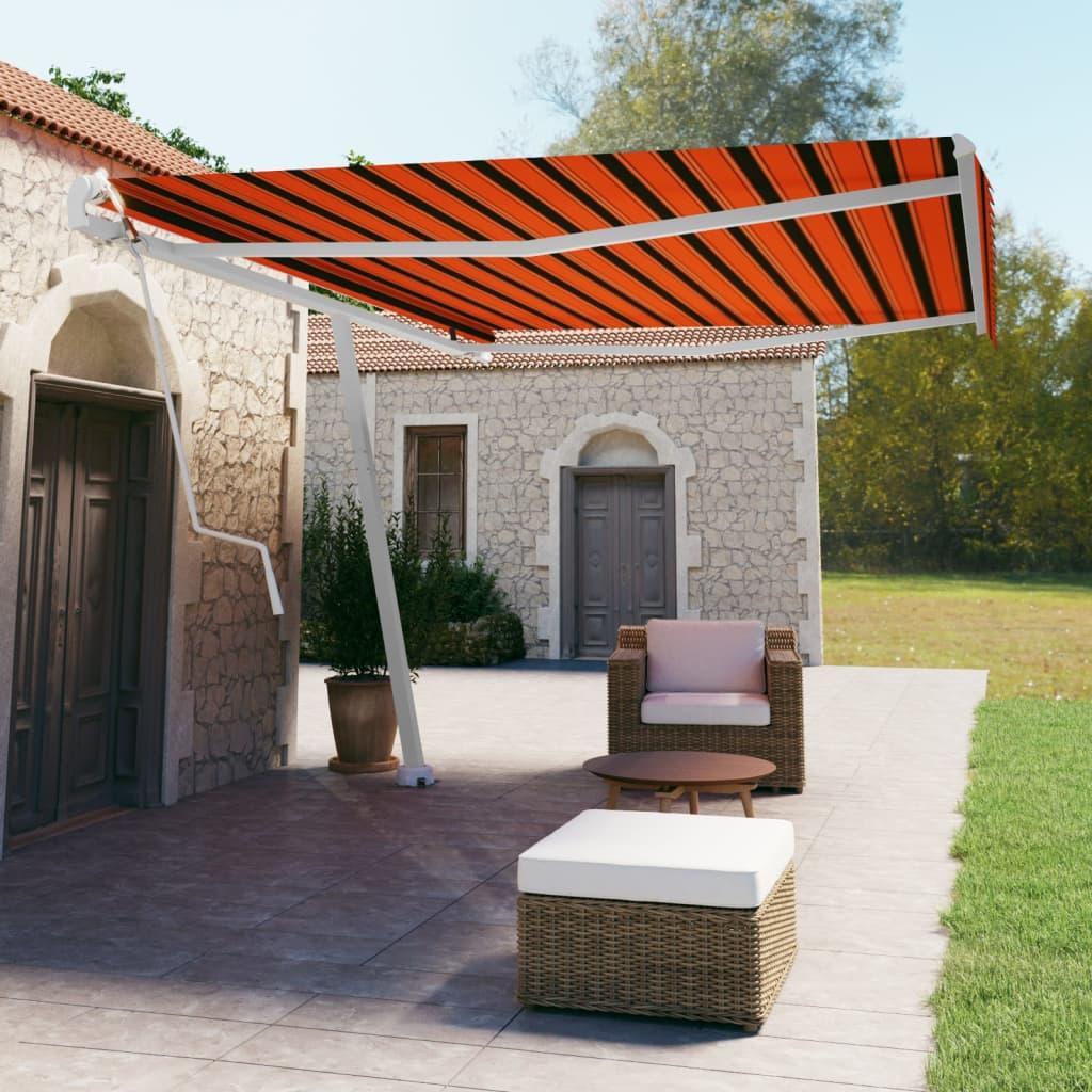 Fritstående markise 500x350 cm automatisk betjening orange/brun