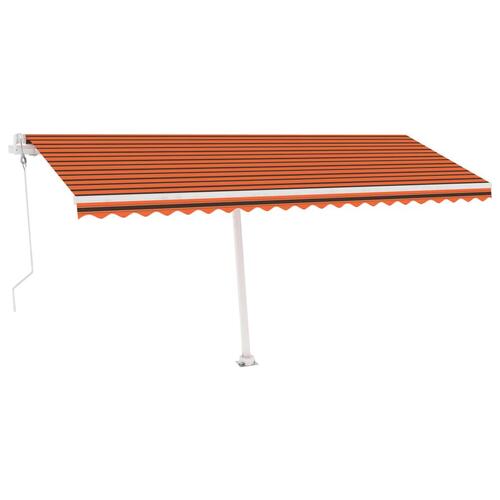 Fritstående markise 500x350 cm automatisk betjening orange/brun