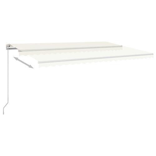 Foldemarkise med stolper 5x3,5 m automatisk cremefarvet