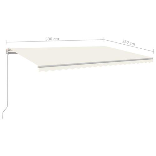 Foldemarkise med stolper 5x3,5 m automatisk cremefarvet