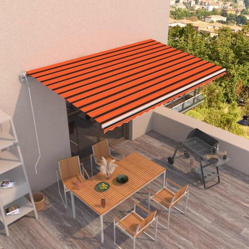 Markise 500x350 cm automatisk betjening orange og brun