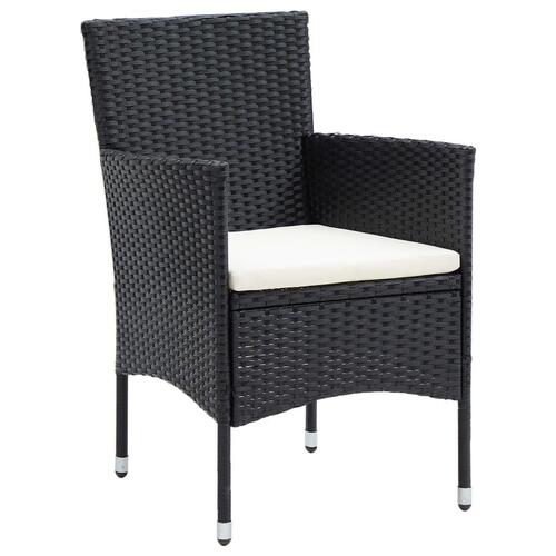 Spisebordssæt til haven 7 dele med hynder polyrattan sort