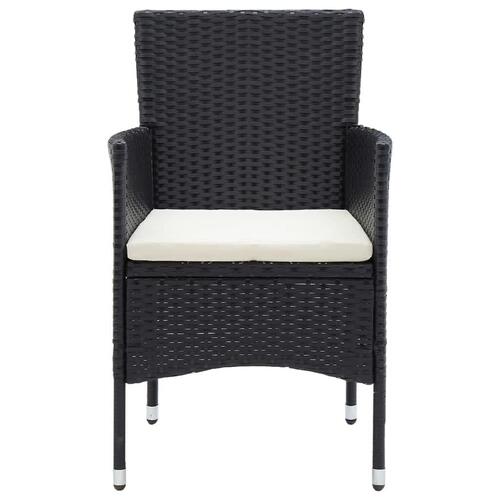Spisebordssæt til haven 7 dele med hynder polyrattan sort
