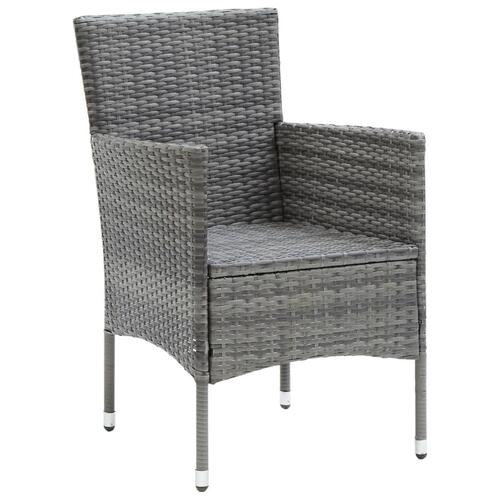 Spisebordssæt til haven 3 dele med hynder polyrattan grå