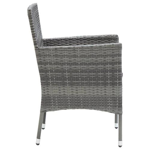Spisebordssæt til haven 3 dele med hynder polyrattan grå