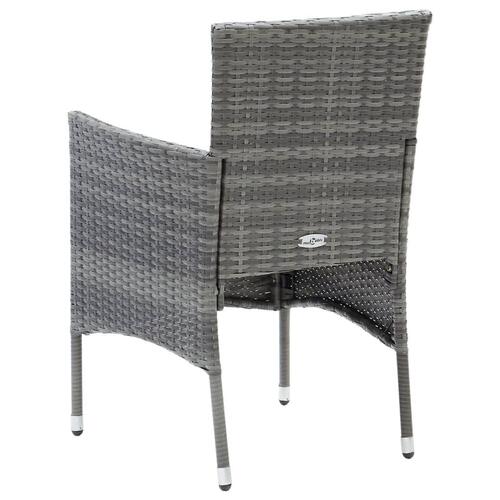 Spisebordssæt til haven 3 dele med hynder polyrattan grå
