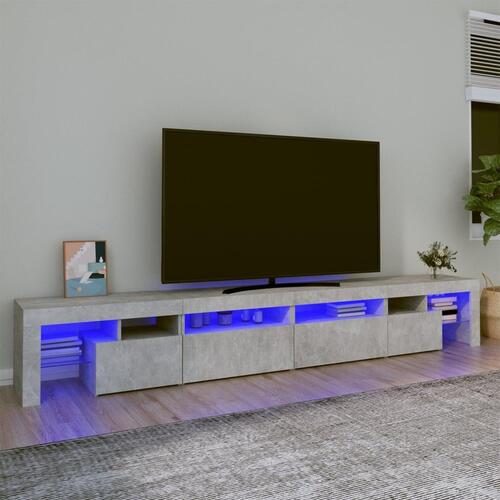 Tv-bord med LED-lys 260x36,5x40 cm betongrå