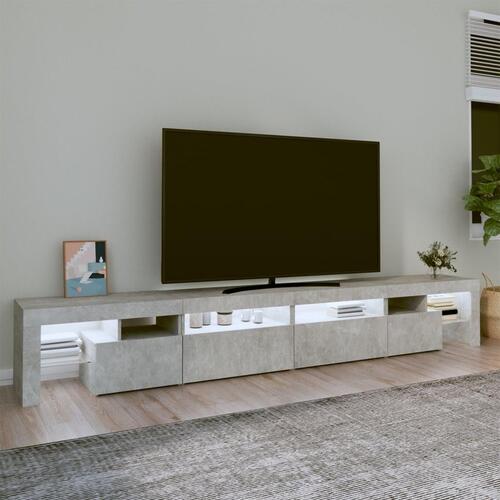 Tv-bord med LED-lys 260x36,5x40 cm betongrå